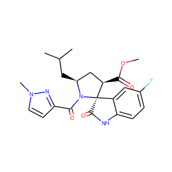 COC(=O)[C@@H]1C[C@H](CC(C)C)N(C(=O)c2ccn(C)n2)[C@@]12C(=O)Nc1ccc(F)cc12 ZINC001772645657