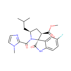 COC(=O)[C@@H]1C[C@H](CC(C)C)N(C(=O)c2nccn2C)[C@@]12C(=O)Nc1ccc(F)cc12 ZINC001772656687