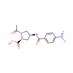 COC(=O)[C@@H]1C[C@H](NC(=O)c2ccc([N+](=O)[O-])cc2)CN1C(C)=O ZINC000040899455