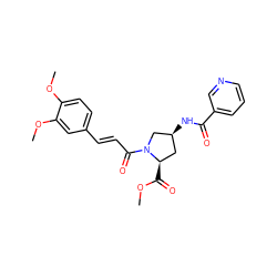 COC(=O)[C@@H]1C[C@H](NC(=O)c2cccnc2)CN1C(=O)/C=C/c1ccc(OC)c(OC)c1 ZINC000040901093