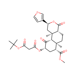 COC(=O)[C@@H]1C[C@H](OC(=O)CC(=O)OC(C)(C)C)C(=O)[C@H]2[C@@]1(C)CC[C@H]1C(=O)O[C@H](c3ccoc3)C[C@]21C ZINC000096906579