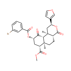 COC(=O)[C@@H]1C[C@H](OC(=O)c2cccc(Br)c2)C(=O)[C@H]2[C@@]1(C)CC[C@H]1C(=O)O[C@H](c3ccoc3)C[C@]21C ZINC000029055415