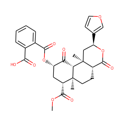 COC(=O)[C@@H]1C[C@H](OC(=O)c2ccccc2C(=O)O)C(=O)[C@H]2[C@@]1(C)CC[C@H]1C(=O)O[C@H](c3ccoc3)C[C@]21C ZINC000096906588