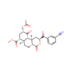 COC(=O)[C@@H]1C[C@H](OC(C)=O)C(=O)[C@H]2[C@@]1(C)CC[C@H]1C(=O)O[C@H](C(=O)c3cccc(C#N)c3)C[C@]21C ZINC000084619288