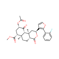 COC(=O)[C@@H]1C[C@H](OC(C)=O)C(=O)[C@H]2[C@@]1(C)CC[C@H]1C(=O)O[C@H](c3ccoc3-c3ccccc3F)C[C@]21C ZINC000299819243