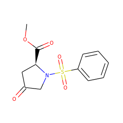 COC(=O)[C@@H]1CC(=O)CN1S(=O)(=O)c1ccccc1 ZINC000040429492