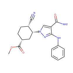 COC(=O)[C@@H]1CC[C@H](C#N)[C@H](n2cc(C(N)=O)c(Nc3ccccc3)n2)C1 ZINC000205054080