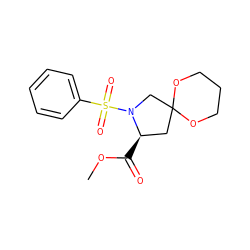 COC(=O)[C@@H]1CC2(CN1S(=O)(=O)c1ccccc1)OCCCO2 ZINC000040425181