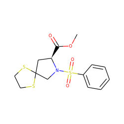 COC(=O)[C@@H]1CC2(CN1S(=O)(=O)c1ccccc1)SCCS2 ZINC000103249735