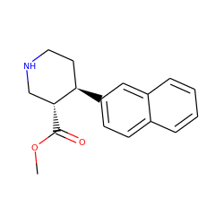COC(=O)[C@@H]1CNCC[C@H]1c1ccc2ccccc2c1 ZINC000013806638