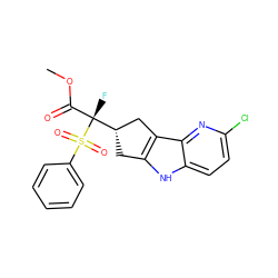 COC(=O)[C@](F)([C@H]1Cc2[nH]c3ccc(Cl)nc3c2C1)S(=O)(=O)c1ccccc1 ZINC000040380683