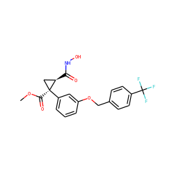 COC(=O)[C@]1(c2cccc(OCc3ccc(C(F)(F)F)cc3)c2)C[C@H]1C(=O)NO ZINC000029135381