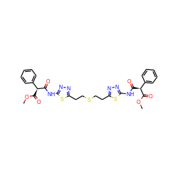 COC(=O)[C@H](C(=O)Nc1nnc(CCSCCc2nnc(NC(=O)[C@H](C(=O)OC)c3ccccc3)s2)s1)c1ccccc1 ZINC000169698047