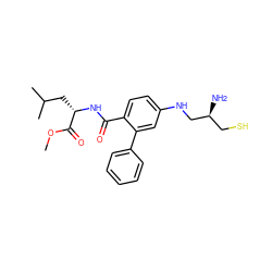 COC(=O)[C@H](CC(C)C)NC(=O)c1ccc(NC[C@@H](N)CS)cc1-c1ccccc1 ZINC000013796722