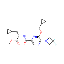 COC(=O)[C@H](CC1CC1)NC(=O)c1cnc(N2CC(F)(F)C2)c(OCC2CC2)n1 ZINC000207364865