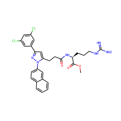 COC(=O)[C@H](CCCNC(=N)N)NC(=O)CCc1cc(-c2cc(Cl)cc(Cl)c2)nn1-c1ccc2ccccc2c1 ZINC000028887227