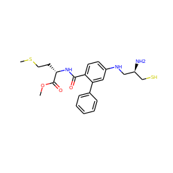 COC(=O)[C@H](CCSC)NC(=O)c1ccc(NC[C@@H](N)CS)cc1-c1ccccc1 ZINC000003821325