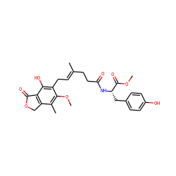 COC(=O)[C@H](Cc1ccc(O)cc1)NC(=O)CC/C(C)=C/Cc1c(O)c2c(c(C)c1OC)COC2=O ZINC000103224780