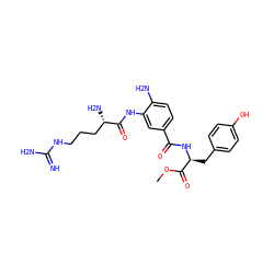 COC(=O)[C@H](Cc1ccc(O)cc1)NC(=O)c1ccc(N)c(NC(=O)[C@@H](N)CCCNC(=N)N)c1 ZINC000299860352