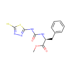 COC(=O)[C@H](Cc1ccccc1)NC(=O)Nc1nnc(S)s1 ZINC000002583784