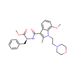 COC(=O)[C@H](Cc1ccccc1)NC(=O)c1c(C)n(CCN2CCOCC2)c2c(OC)cccc12 ZINC000013817273