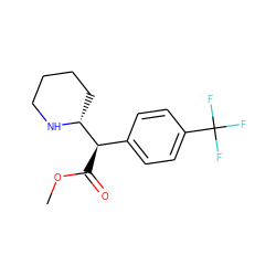 COC(=O)[C@H](c1ccc(C(F)(F)F)cc1)[C@H]1CCCCN1 ZINC000036469952