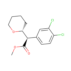 COC(=O)[C@H](c1ccc(Cl)c(Cl)c1)[C@H]1CCCCO1 ZINC000013517780