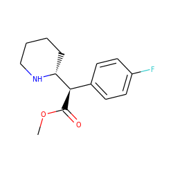 COC(=O)[C@H](c1ccc(F)cc1)[C@H]1CCCCN1 ZINC000064491836