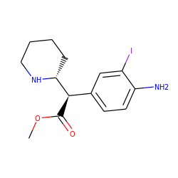 COC(=O)[C@H](c1ccc(N)c(I)c1)[C@H]1CCCCN1 ZINC000084669255