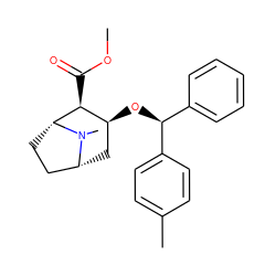 COC(=O)[C@H]1[C@@H](O[C@@H](c2ccccc2)c2ccc(C)cc2)C[C@@H]2CC[C@H]1N2C ZINC000027213117