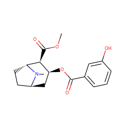 COC(=O)[C@H]1[C@@H](OC(=O)c2cccc(O)c2)C[C@H]2CC[C@H]1N2C ZINC000101084863