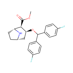 COC(=O)[C@H]1[C@@H](OC(c2ccc(F)cc2)c2ccc(F)cc2)C[C@@H]2CC[C@H]1N2 ZINC000027206949