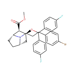 COC(=O)[C@H]1[C@@H](OC(c2ccc(F)cc2)c2ccc(F)cc2)C[C@@H]2CC[C@H]1N2CCCc1ccc(Br)cc1 ZINC000027209368