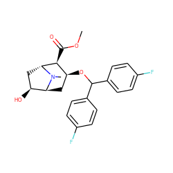 COC(=O)[C@H]1[C@@H](OC(c2ccc(F)cc2)c2ccc(F)cc2)C[C@H]2[C@@H](O)C[C@H]1N2C ZINC000100843616