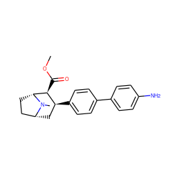 COC(=O)[C@H]1[C@@H](c2ccc(-c3ccc(N)cc3)cc2)C[C@@H]2CC[C@H]1N2C ZINC000036271661