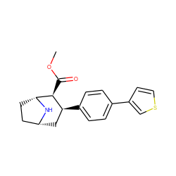 COC(=O)[C@H]1[C@@H](c2ccc(-c3ccsc3)cc2)C[C@@H]2CC[C@H]1N2 ZINC000028132393