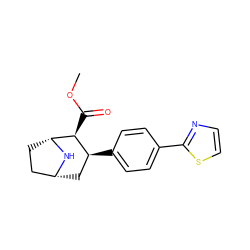 COC(=O)[C@H]1[C@@H](c2ccc(-c3nccs3)cc2)C[C@@H]2CC[C@H]1N2 ZINC000028565683