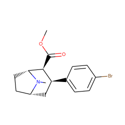 COC(=O)[C@H]1[C@@H](c2ccc(Br)cc2)C[C@@H]2CC[C@H]1N2C ZINC000013586310