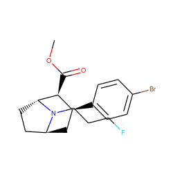 COC(=O)[C@H]1[C@@H](c2ccc(Br)cc2)C[C@H]2CC[C@H]1N2CCCF ZINC000100899121