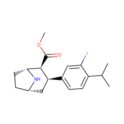 COC(=O)[C@H]1[C@@H](c2ccc(C(C)C)c(I)c2)C[C@@H]2CC[C@H]1N2 ZINC000038968058