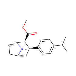 COC(=O)[C@H]1[C@@H](c2ccc(C(C)C)cc2)C[C@@H]2CC[C@H]1N2C ZINC000013759275