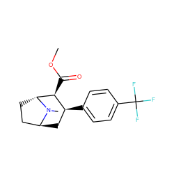 COC(=O)[C@H]1[C@@H](c2ccc(C(F)(F)F)cc2)C[C@H]2CC[C@H]1N2C ZINC000100645111