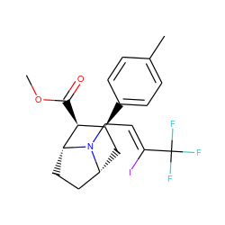 COC(=O)[C@H]1[C@@H](c2ccc(C)cc2)C[C@@H]2CC[C@H]1N2C/C=C(\I)C(F)(F)F ZINC000073197339