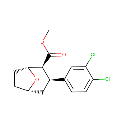 COC(=O)[C@H]1[C@@H](c2ccc(Cl)c(Cl)c2)C[C@@H]2CC[C@H]1O2 ZINC000013764429