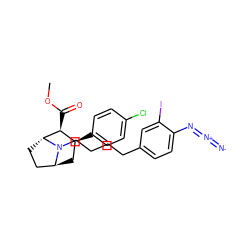 COC(=O)[C@H]1[C@@H](c2ccc(Cl)cc2)C[C@H]2CC[C@H]1N2CCCCc1ccc(N=[N+]=[N-])c(I)c1 ZINC000100900687