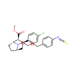 COC(=O)[C@H]1[C@@H](c2ccc(Cl)cc2)C[C@H]2CC[C@H]1N2CCCCc1ccc(N=C=S)cc1 ZINC000100900581