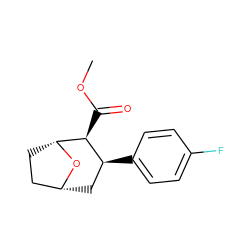 COC(=O)[C@H]1[C@@H](c2ccc(F)cc2)C[C@@H]2CC[C@H]1O2 ZINC000013764419