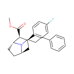 COC(=O)[C@H]1[C@@H](c2ccc(F)cc2)C[C@H]2CC[C@H]1N2CCCc1ccccc1 ZINC000100793286