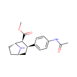 COC(=O)[C@H]1[C@@H](c2ccc(NC(C)=O)cc2)C[C@H]2CC[C@H]1N2C ZINC000100645132