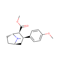 COC(=O)[C@H]1[C@@H](c2ccc(OC)cc2)C[C@H]2CC[C@H]1N2C ZINC000100645227